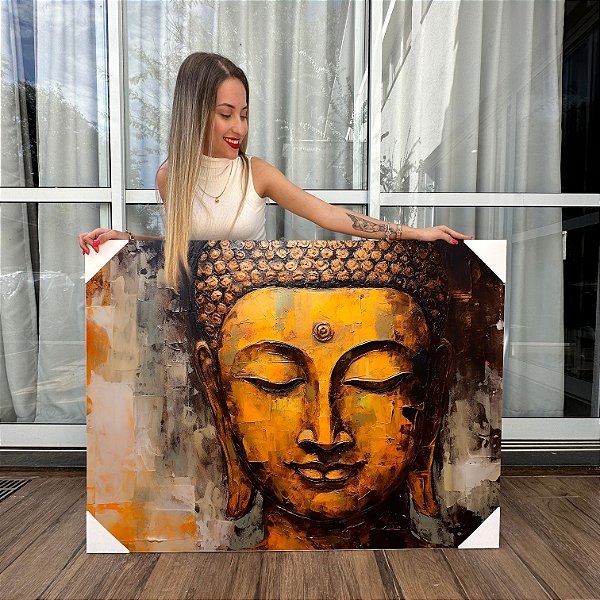 Quadro Decorativo Canvas Religioso Buda Rosto Abstrato Horizontal