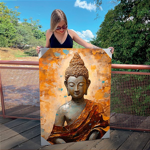 Quadro Decorativo Canvas Religioso Buda Abstrato Vertical
