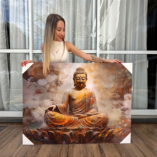 Quadro Decorativo Canvas Religioso Buda Abstrato Horizontal