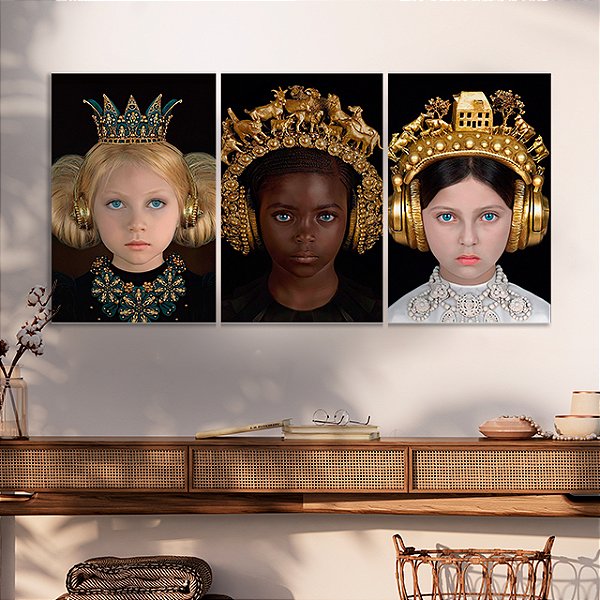 Quadros Decorativos Trio em Canvas Princesas Reais
