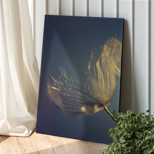 Quadro Decorativo Canvas Floral Dente de Leão Fundo Azul Vertical