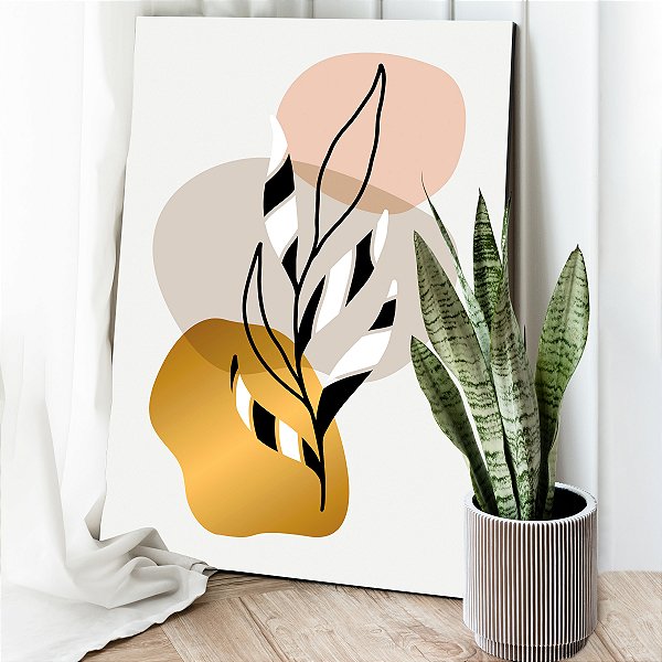 Quadro Decorativo Canvas Abstrato Formas Geométricas Orgânicas Vertical