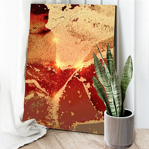Quadro Decorativo Canvas Pintura Abstrata Tons Terrosos Vertical