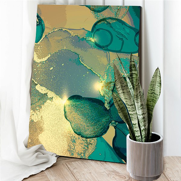 Quadro Decorativo Canvas Pintura Abstrata Cores Frias Vertical