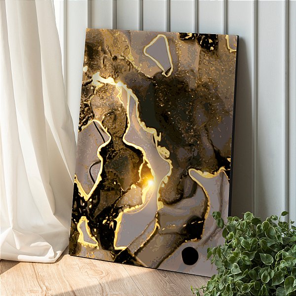 Quadro Decorativo Canvas Pintura Abstrata Tons Terrosos Fortes Vertical