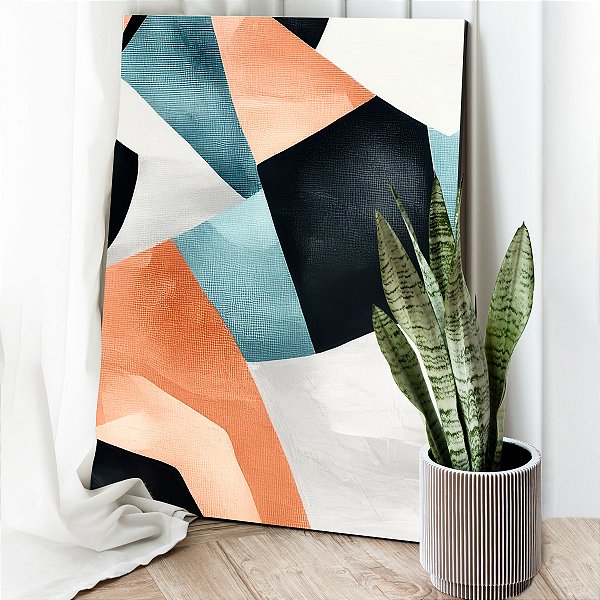Quadro Decorativo Canvas Formas Abstratas Coloridas Vertical