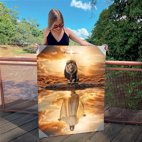 Quadro Decorativo Canvas Jesus Cristo Leão da Tribo de Judá Vertical