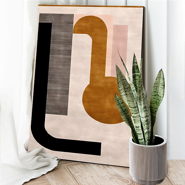 Quadro Decorativo Canvas Formas Geométricas Abstratas Fundo Claro Vertical