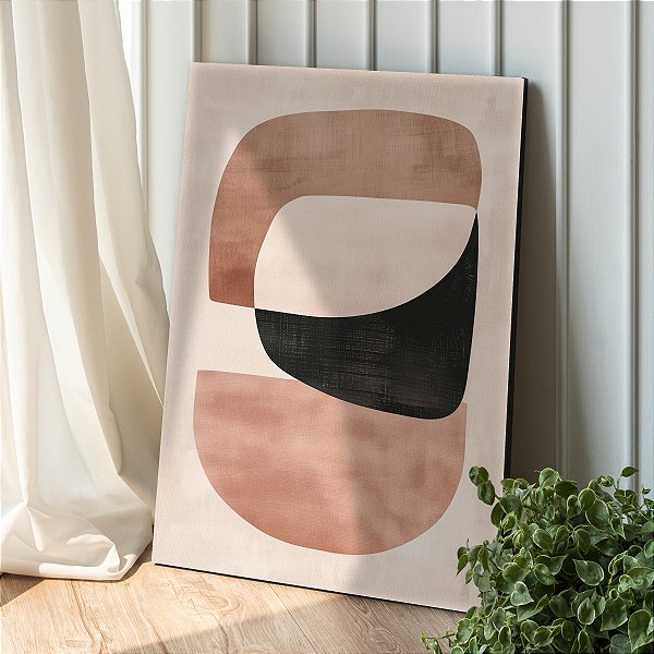 Quadro Decorativo Canvas Abstrato Formas em Tons Terrosos Vertical