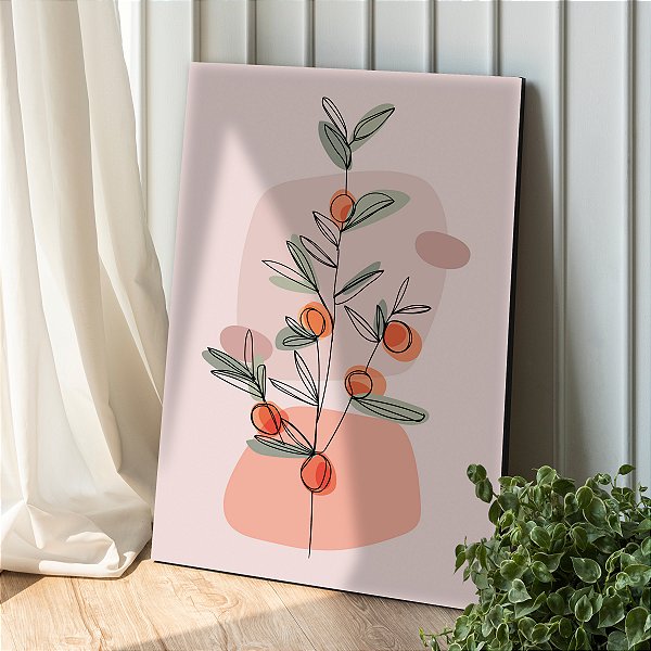 Quadro Decorativo Canvas Pé de Laranja Traços MInimalistas Vertical
