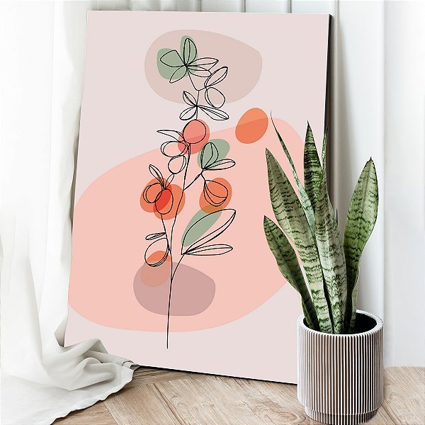 Quadro Decorativo Canvas Pé de Laranja Traços MInimalistas Vertical