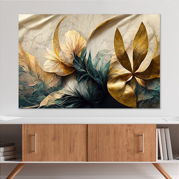 Quadro Decorativo Canvas Floral Flores de Aquarela Abstratas Horizontal 100x80