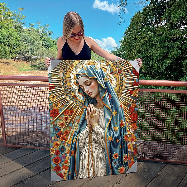 Quadro Decorativo Canvas Religioso Nossa Senhora de Guadalupe Vertical