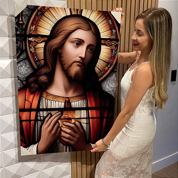 Quadro Decorativo Flutuante Religioso Jesus Cristo Vertical