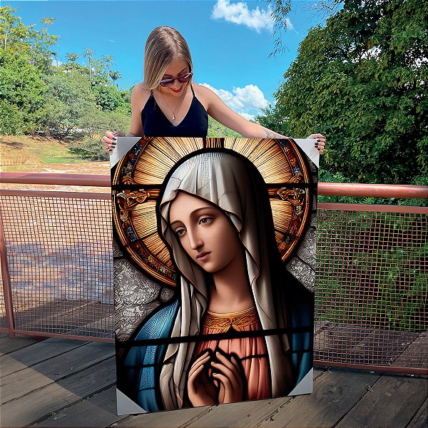 Quadro Decorativo Canvas Religioso Virgem Maria Vertical