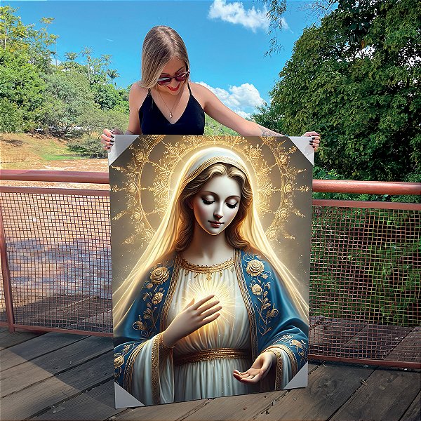 Quadro Decorativo Canvas Religioso Virgem Maria Vertical