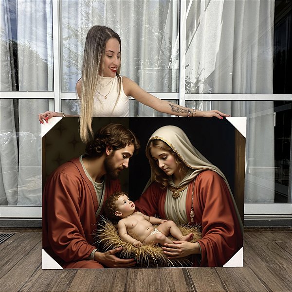 Quadro Decorativo Canvas Religioso Sagrada Família Horizontal