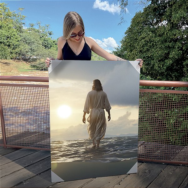 Quadro Decorativo Canvas Jesus Cristo Andando Sobre as Águas Vertical