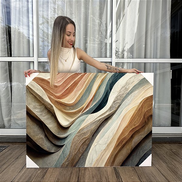 Quadro Decorativo Canvas Abstrato Moderno Colorido Luxo Horizontal