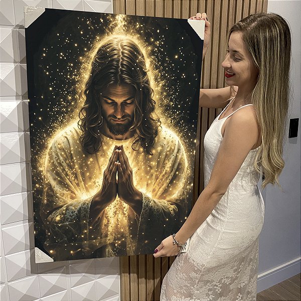 Quadro Decorativo Flutuante Jesus Cristo Orando Vertical
