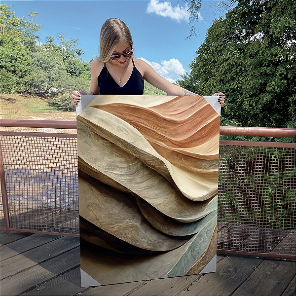 Quadro Decorativo Canvas Abstrato Ondas Coloridas Luxo Vertical