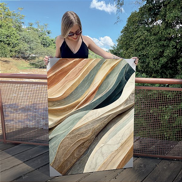 Quadro Decorativo Canvas Abstrato Ondas Coloridas Luxo Vertical