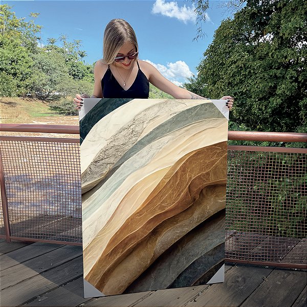 Quadro Decorativo Canvas Abstrato Ondas Coloridas Luxo Vertical