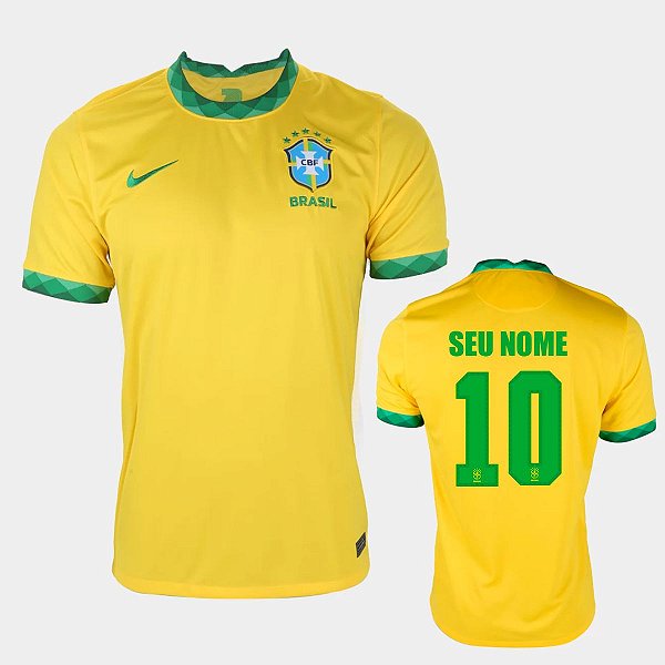 Camisa da Seleção Brasileira I 20/21 Amarela - Masculina - Personalizada  Nome e Número - GARANTIA & SEGURANÇA