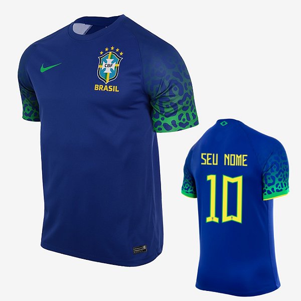 Nova Camisa Seleção Brasil II 2022/23 Torcedor Pro Masculina - Azul - Personalizada  Nome e Número - GARANTIA & SEGURANÇA