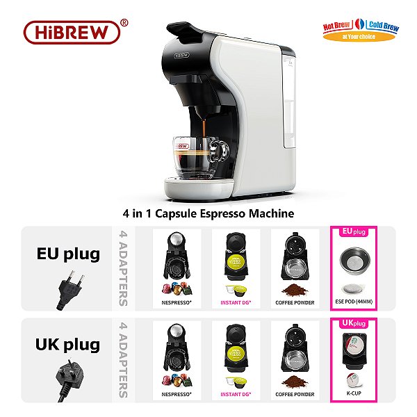 HiBREW 4 in 1 Multiple Capsule Coffee Maker Full Automatic With Hot & Cold Milk