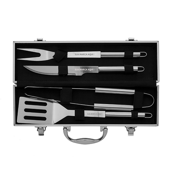 KIT CHURRASCO 4 PEÇAS + ESTOJO