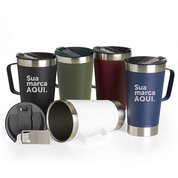 CANECA TÉRMICA INOX COM ABRIDOR