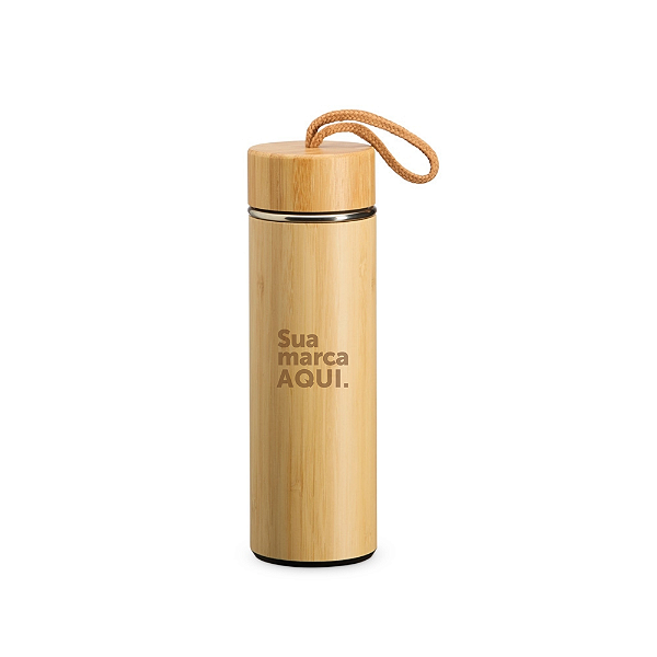 GARRAFA TÉRMICA BAMBU COM INFUSOR ECÓLOGICA 400ML