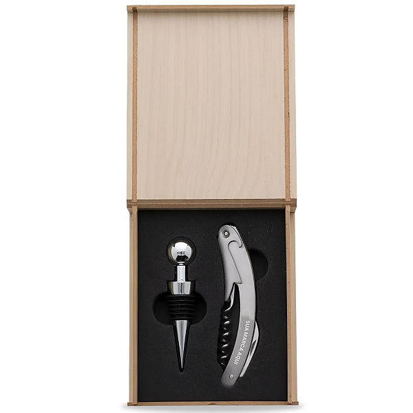 KIT VINHO 2 PEÇAS ESTOJO MADEIRA