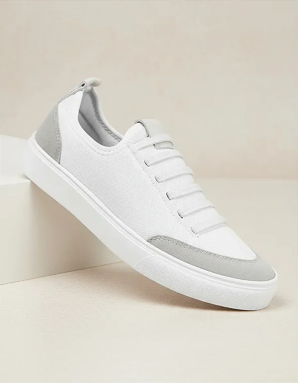 Tenis Sapatenis Branco Casual Elástico Calce Facil Dia A Dia