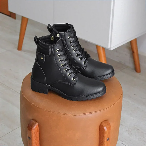 Coturno Feminino Casual Bota Cano Curto Zíper Confortável Estilosa