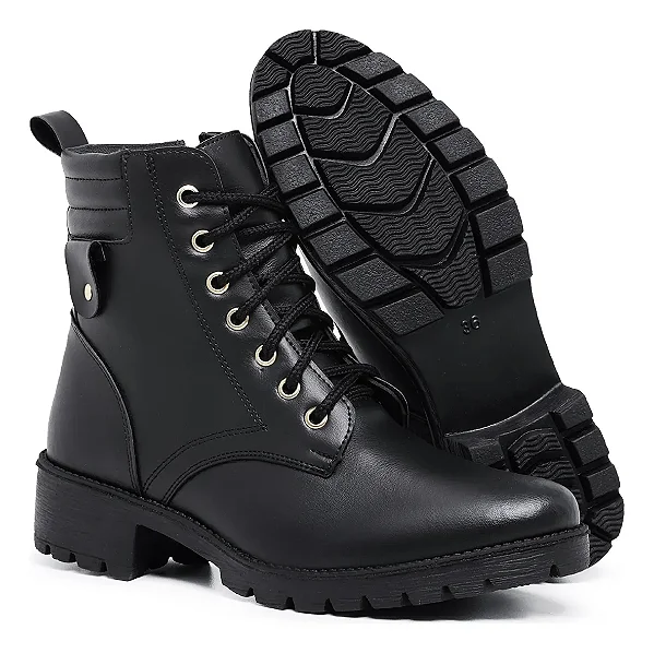 Coturno Feminino Casual Bota Cano Curto Zíper Confortável Estilosa