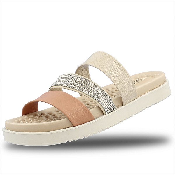 Papete Modare Ultra Conforto Feminino Tiras - Creme/Pessego