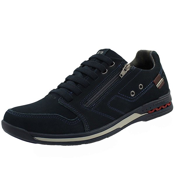 Sapatenis Pegada Masculino em Couro - Marinho/Washed Bordo