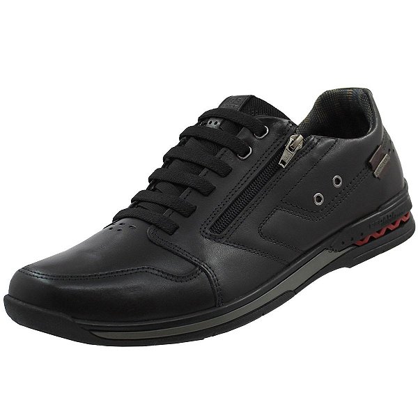 Sapatenis Pegada Masculino em Couro - Preto/Washed Bordo