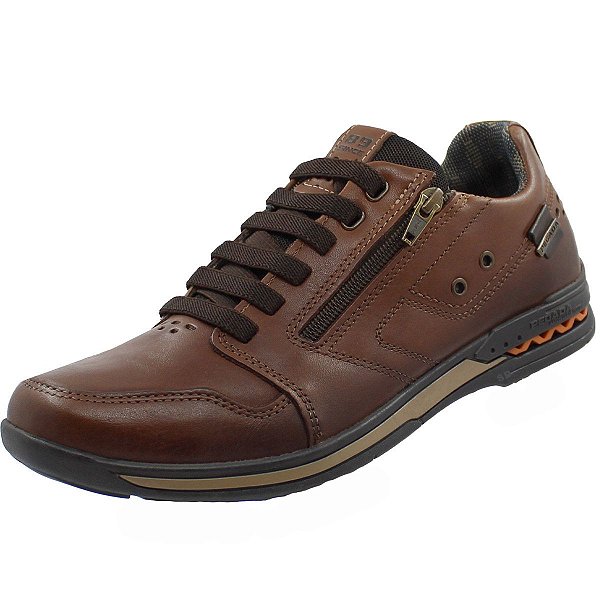Sapatenis Pegada Masculino em Couro - Pinhão/Brown