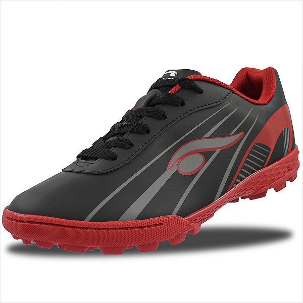 Chuteira Society D'six Adulto - Preto/Vermelho