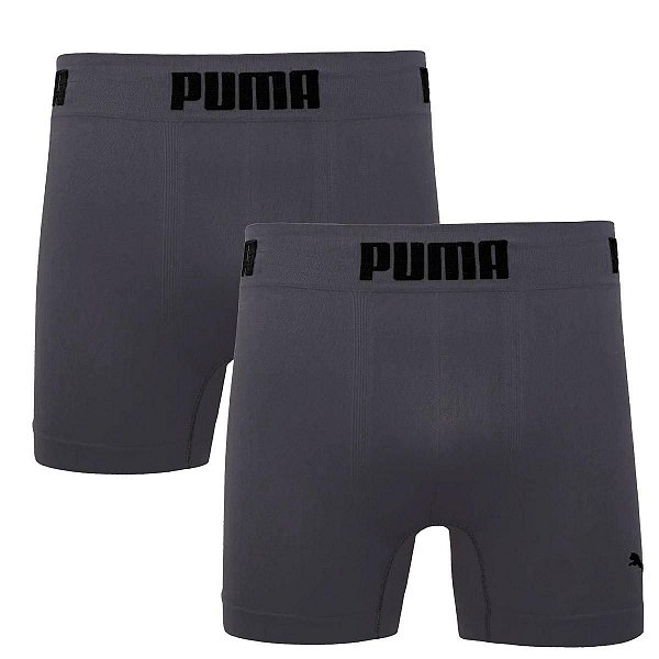 Kit Cueca Boxer Masculina Sem Costura Puma 2 Unidades - Chumbo/Chumbo