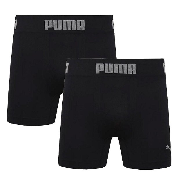 Kit Cueca Boxer Masculina Sem Costura Puma 2 Unidades - Preto/Preto