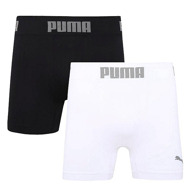 Kit Cueca Boxer Masculina Sem Costura Puma 2 Unidades - Branco/Preto