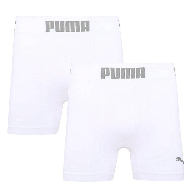 Kit Cueca Boxer Masculina Sem Costura Puma 2 Unidades - Branco/Branco