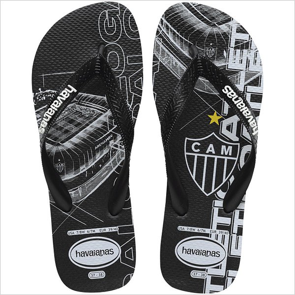 Chinelo Havaianas Top Times Atlético MG - Preto