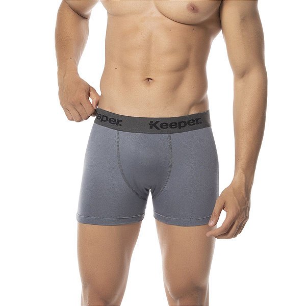 Cueca Boxer Keeper Microfibra Masculina - Cinza Chumbo
