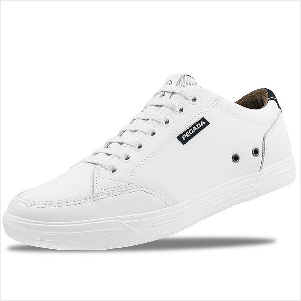 Tênis Pegada Em Couro Masculino - Branco/Nobuck Marinho