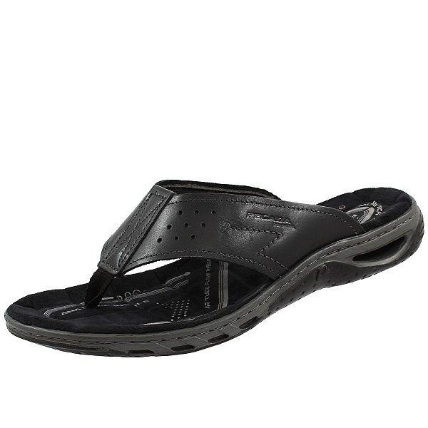 Chinelo Pegada em Couro Com Amortecimento AMORTECH - Preto